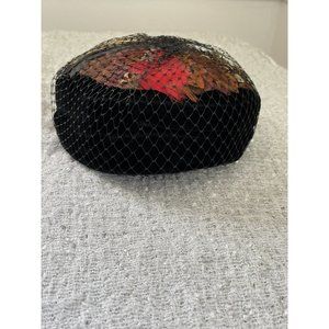 VINTAGE UNION MADE BLACK HAT WITH FAUX FEATHER LADIES HAT & NETTING